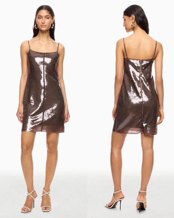 A.L.C. Dresses & Skirts - A.L.C. Dani Mini Dress Womens Size Large Sequin Slip Party Brown Sexy Cocktail